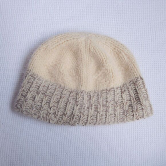 AMERICAN EAGLE Fuzzy Cream Knit Skull Cap Beanie Fleece Lined Angora Lambswool - Picture 3 of 7